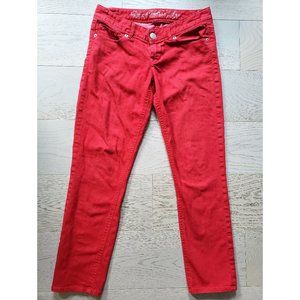 EXPRESS Low Rise Ankle Crop Jeans Legging Red 0